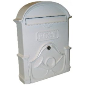 POSTALÁDA ÖNTÖTT FEHÉR KÜRTÖS V-400XL 40*30*11CM