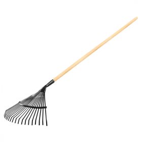 Leaf Broom 21 Teeth Metal Wooden Handle Verto