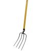 Forged 4-Pronged Dung Pitchfork with Wooden Handle Crater