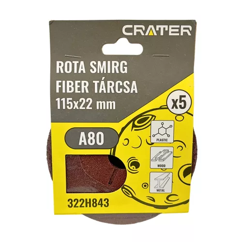 FIBER TÁRCSA 115*22MM A80 /ROTA SMIRG/ 5DB/CSOM CRATER