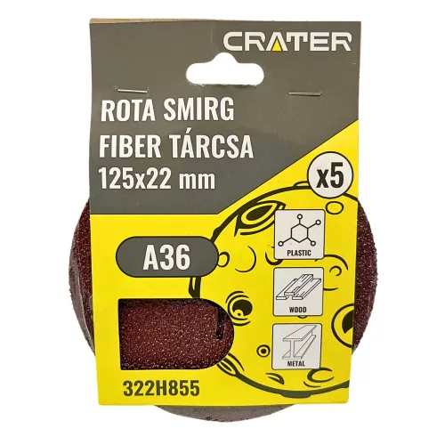 FIBER TÁRCSA 125*22MM A36 /ROTA SMIRG/ 5DB/CSOM CRATER