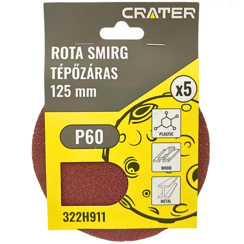 ÎMBRĂȚIȘARE ROTA CU VELCRO 125MM P60 5 BUC. CRATER