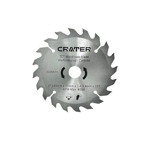 LAMĂ DE FIERĂSTRĂU CIRCULAR 140*20 / 20 DINȚI CRATER DIN CARBURĂ