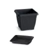 Flower Pot with Base Square. Anthracite Dkwt37,Pkwt34-S433 - 370X300X370Mm