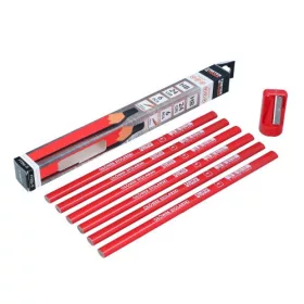   Zimmermannsbleistift 240 mm Hb 6 Stück mit rotem Spitzer FT354-11 Faster Tools