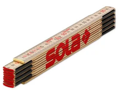 Holzlineal 2M Naturfarbe Zollstok H 2/10 Sola