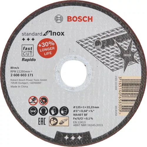 TRENNSCHEIBE FÜR METALL INOX BOSCH 2608603171 125*1,0*22MM RAP.