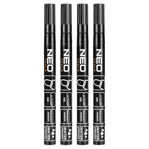 Marker de vopsea negru, rezistent la apă, normal, 4 buc/cutie, Neo Tools