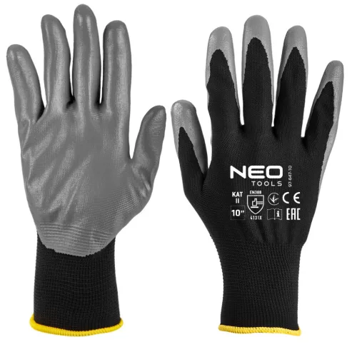 VÉDŐKESZTYŰ NITRIL BEV.POLYESTER 10"4131 NEO TOOLS