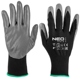 VÉDŐKESZTYŰ NITRIL BEV.POLYESTER 8"4131 NEO TOOLS